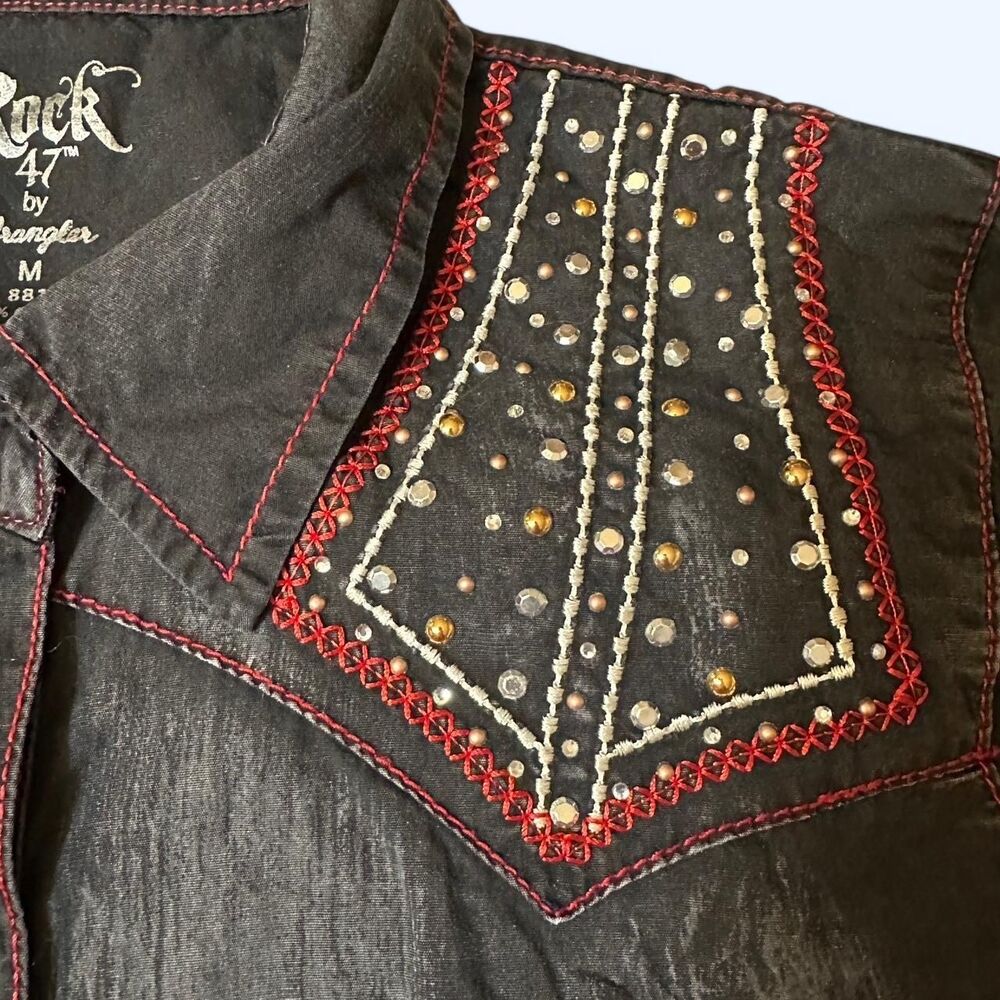 Rock 47 by Wrangler Embellished Western Shirt – Size M - Picture 4 of 6